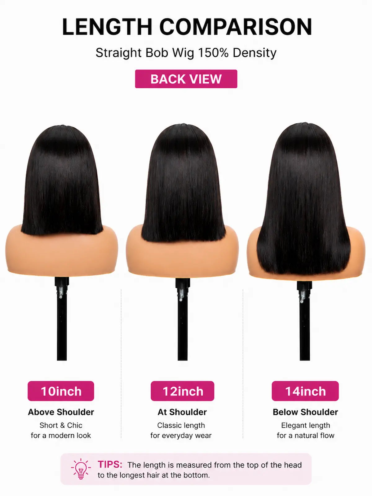 Natural Black Short Bob Wig | 13x4 HD Lace Human Hair Wig | 150 Density Wig