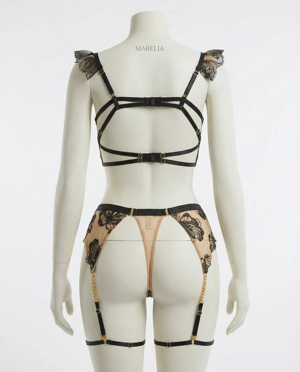 Embroidered Bra Suspender Belt And G - String Set - AR UNIVERSALghntshLingerie Set
