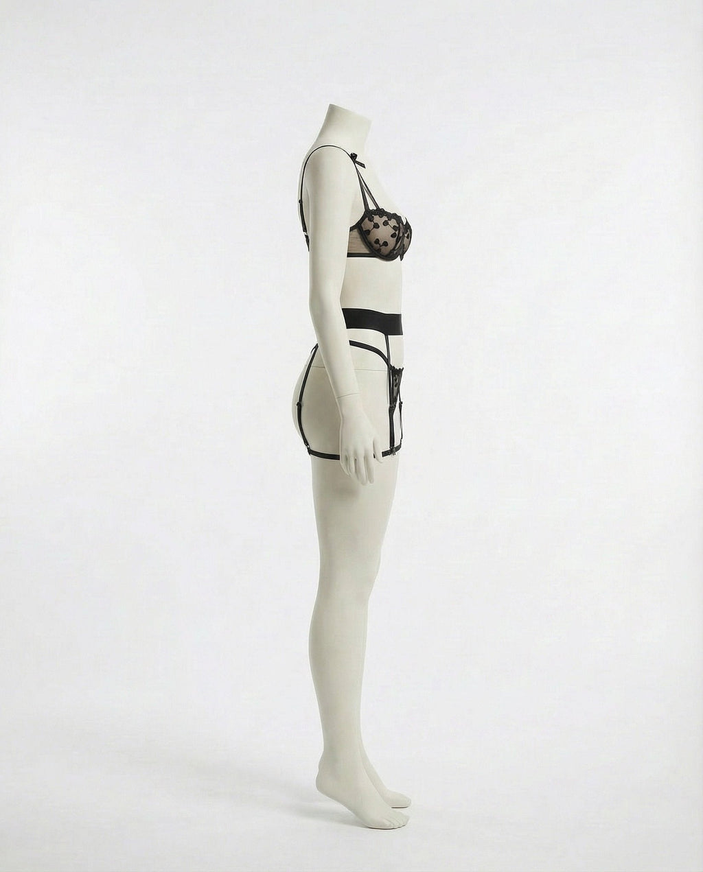 Embroidered Mesh Lingerie Set With Garter Belt - AR UNIVERSALghntshLingerie Set