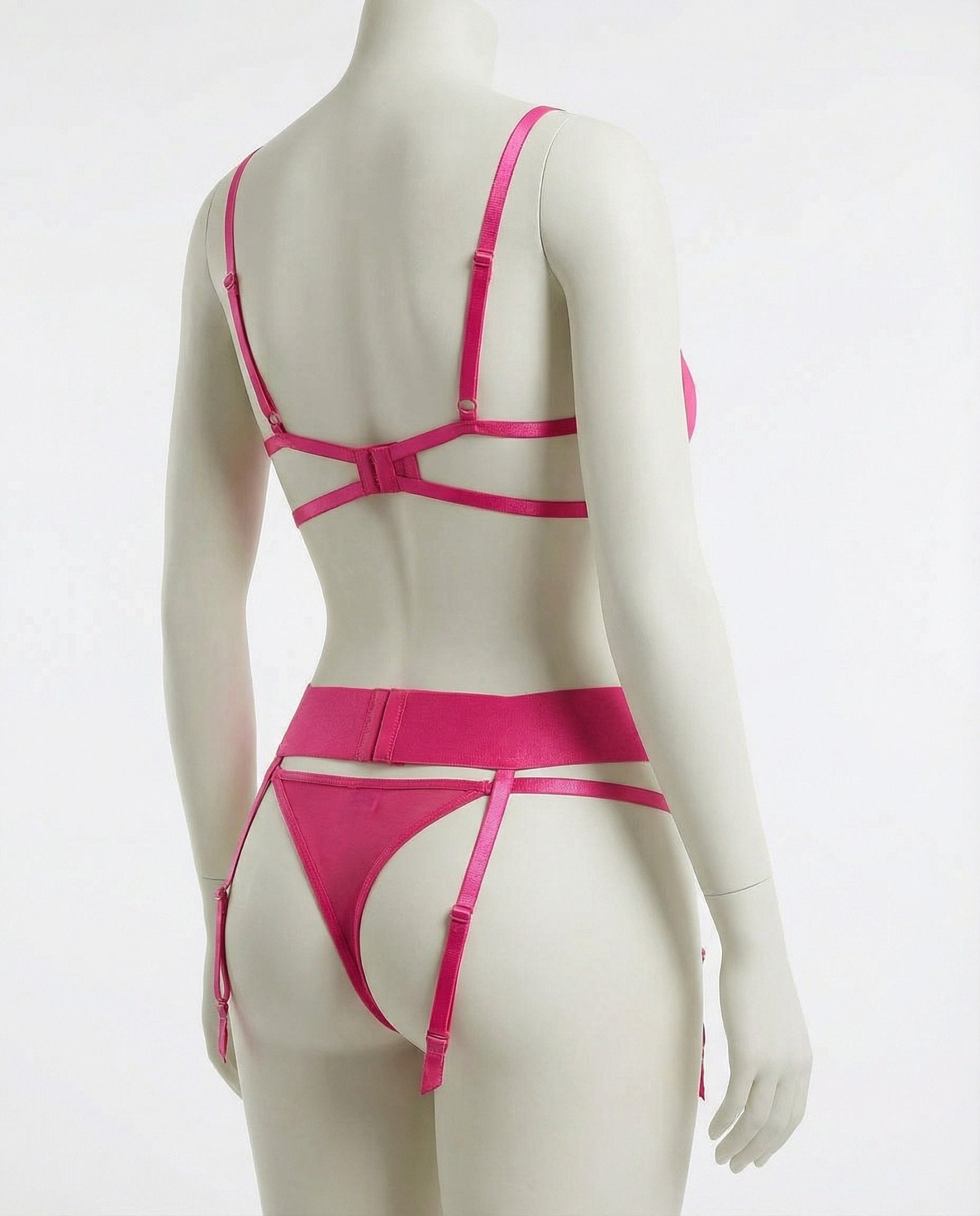 Embroidered Mesh Lingerie Set With Garter Belt - AR UNIVERSALghntshLingerie Set