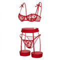 Embroidered Mesh Lingerie Set With Garter Belt - AR UNIVERSALghntshLingerie Set