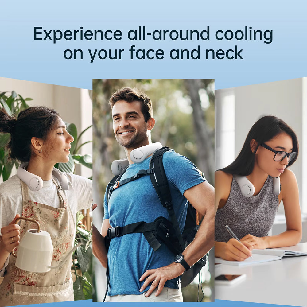 5-Speed Bladeless Neck Fan – 5000mAh Battery, 360° Cooling & 16.5H Long Runtime