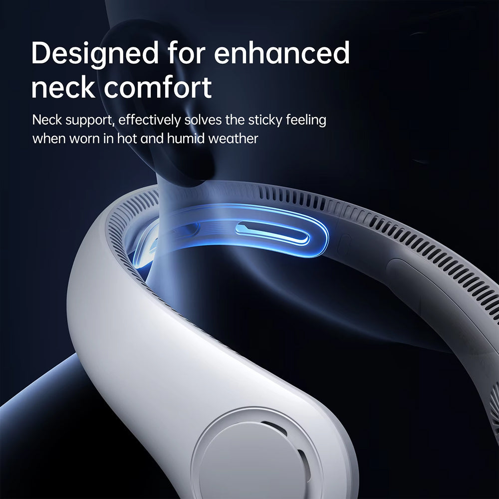 5-Speed Bladeless Neck Fan – 5000mAh Battery, 360° Cooling & 16.5H Long Runtime