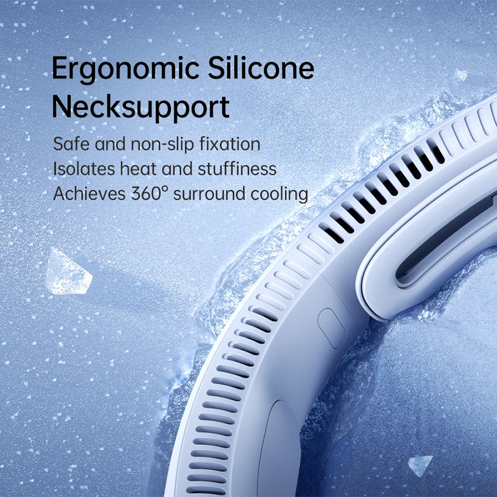 5-Speed Bladeless Neck Fan – 5000mAh Battery, 360° Cooling & 16.5H Long Runtime
