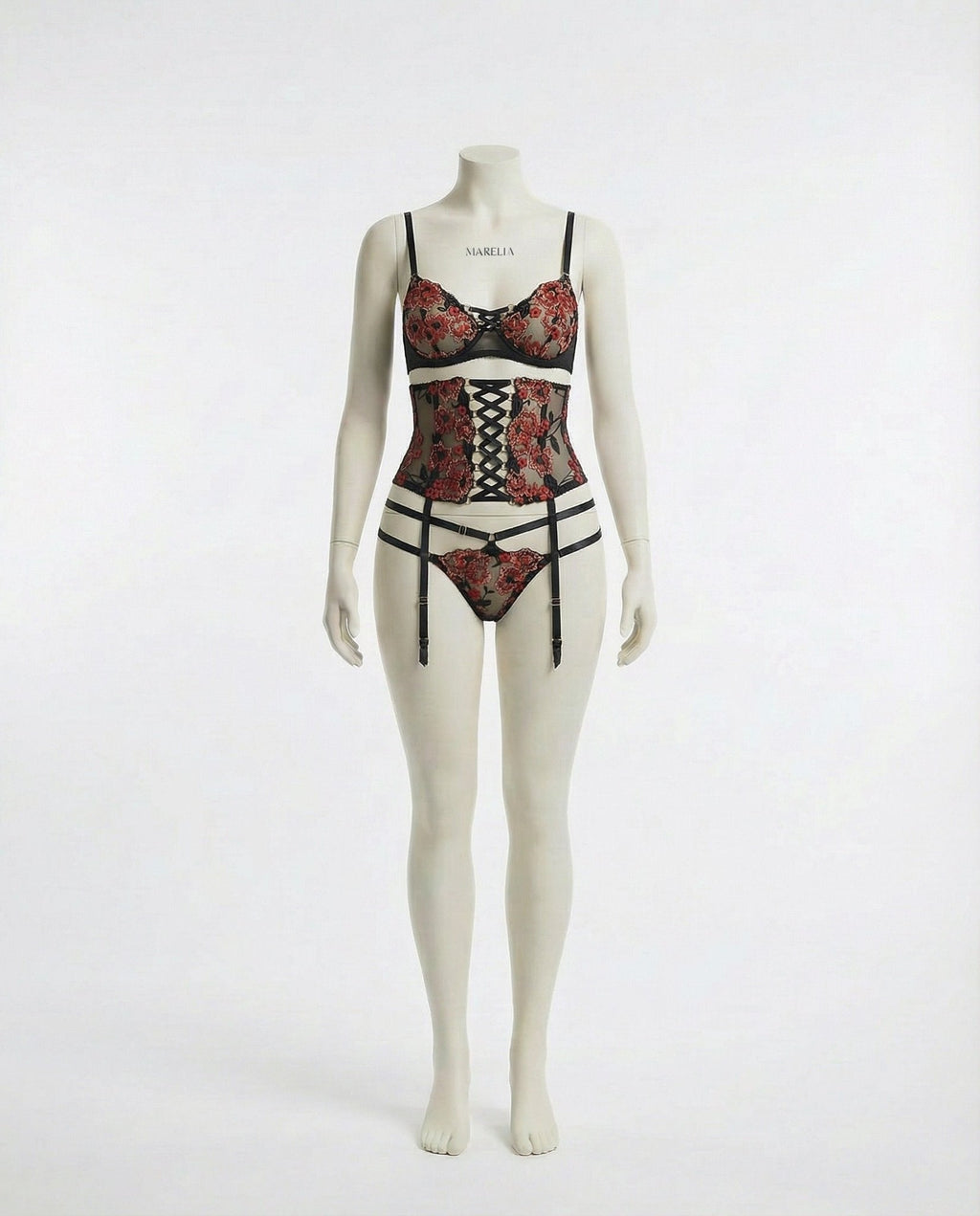 Floral Embroidered Corset Lingerie Set - AR UNIVERSALAR UNIVERSALLingerie Sets