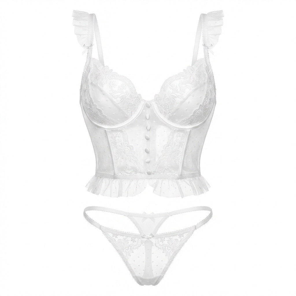 Floral Embroidered Lace Corset Lingerie Set - AR UNIVERSALghntshLingerie Sets