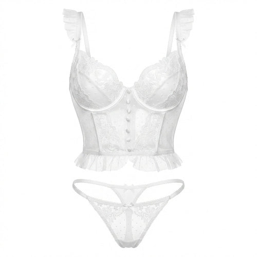 Floral Embroidered Lace Corset Lingerie Set - AR UNIVERSALghntshLingerie Sets