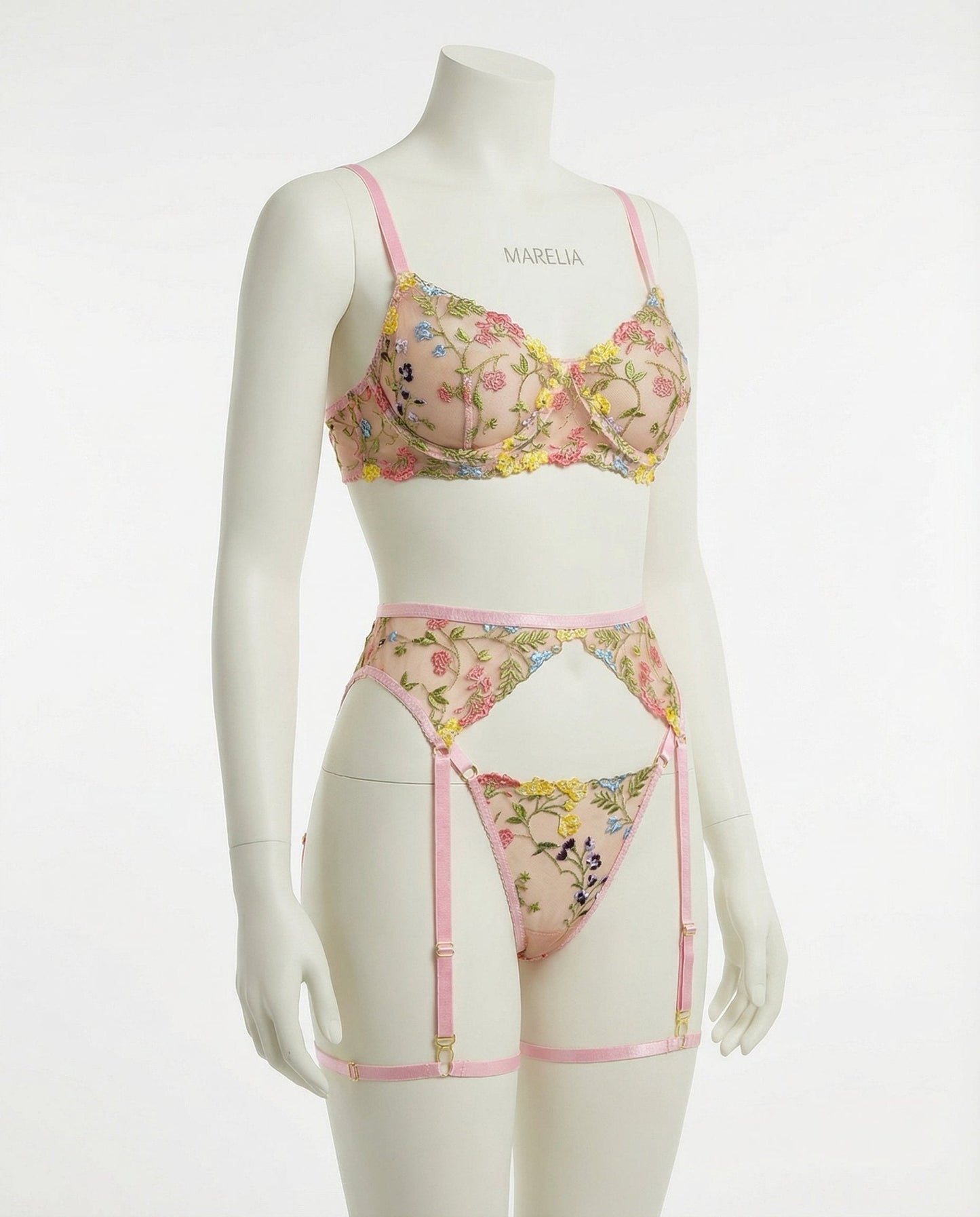 Floral Embroidered Lingerie Set