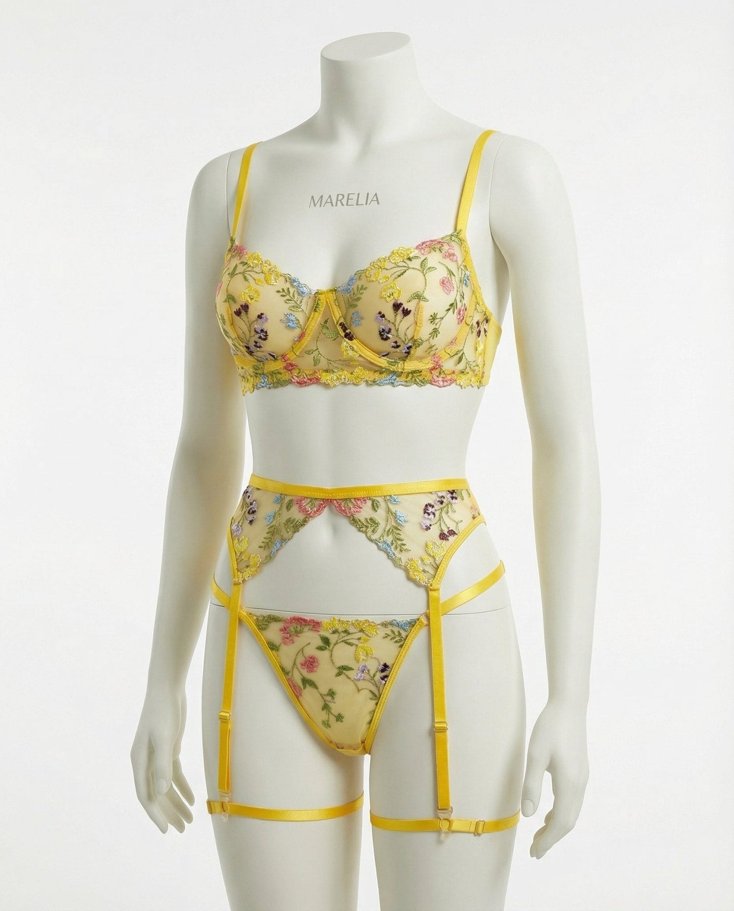 Floral Embroidered Lingerie Set