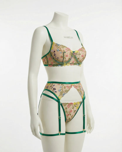 Floral Embroidered Lingerie Set