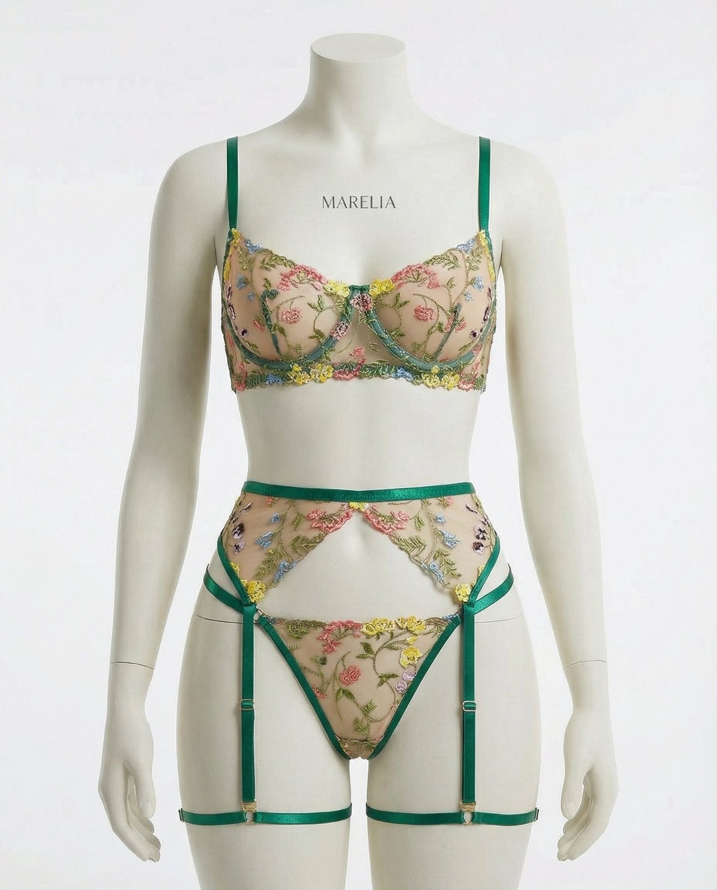 Floral Embroidered Lingerie Set
