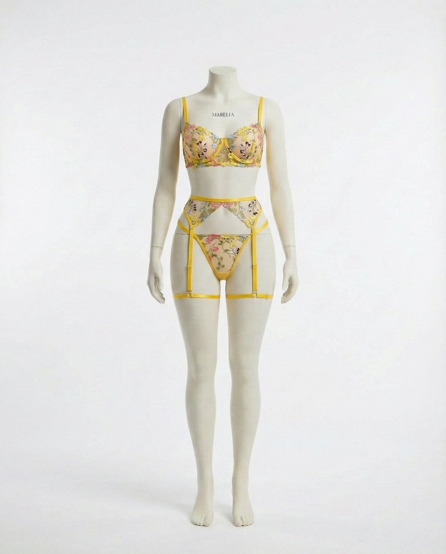 Floral Embroidered Lingerie Set