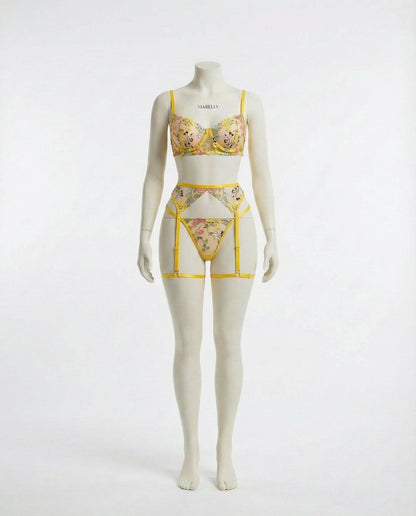 Floral Embroidered Lingerie Set