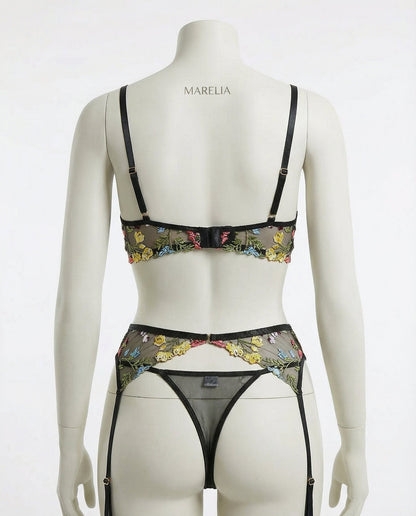 Floral Embroidered Lingerie Set