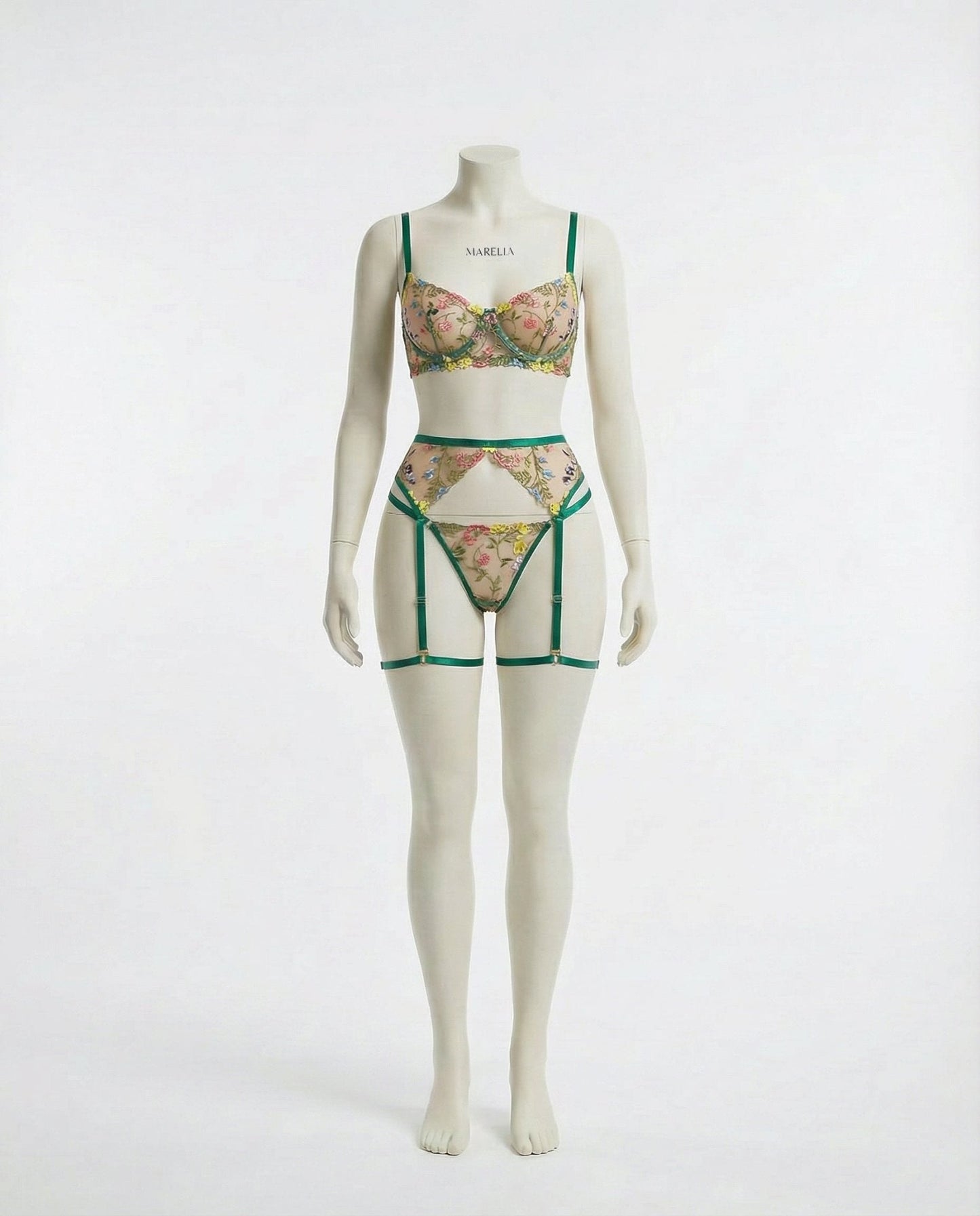 Floral Embroidered Lingerie Set