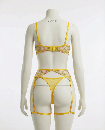 Floral Embroidered Lingerie Set