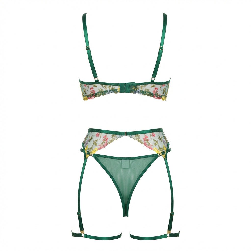 Floral Embroidered Lingerie Set