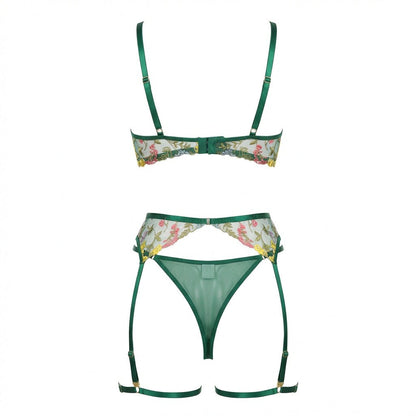 Floral Embroidered Lingerie Set