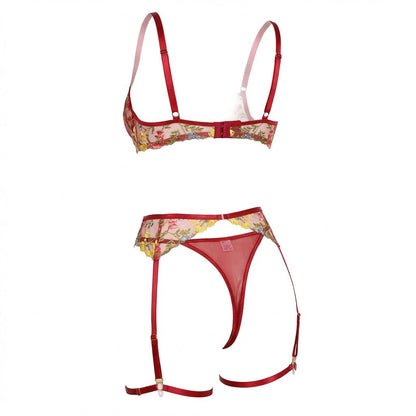 Floral Embroidered Lingerie Set