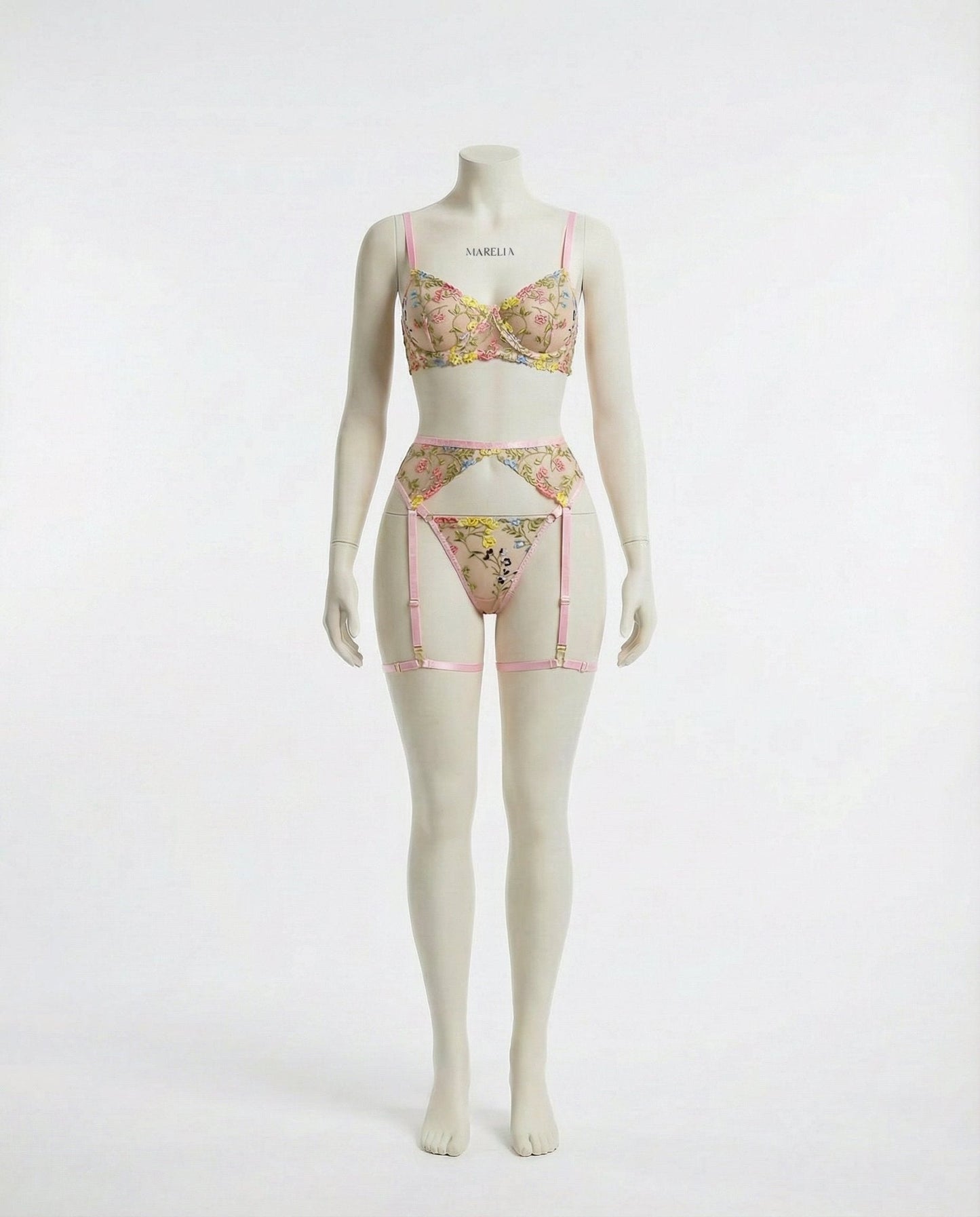 Floral Embroidered Lingerie Set