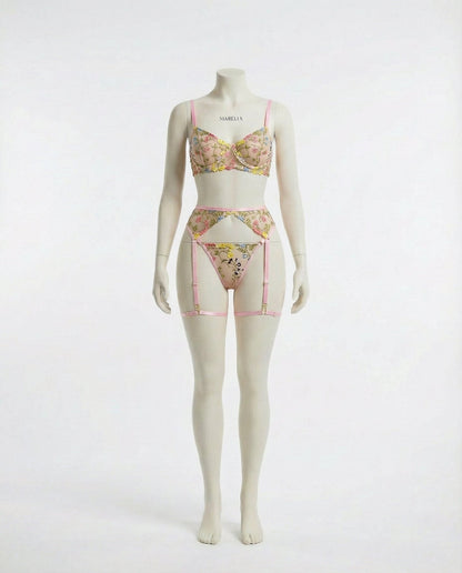 Floral Embroidered Lingerie Set
