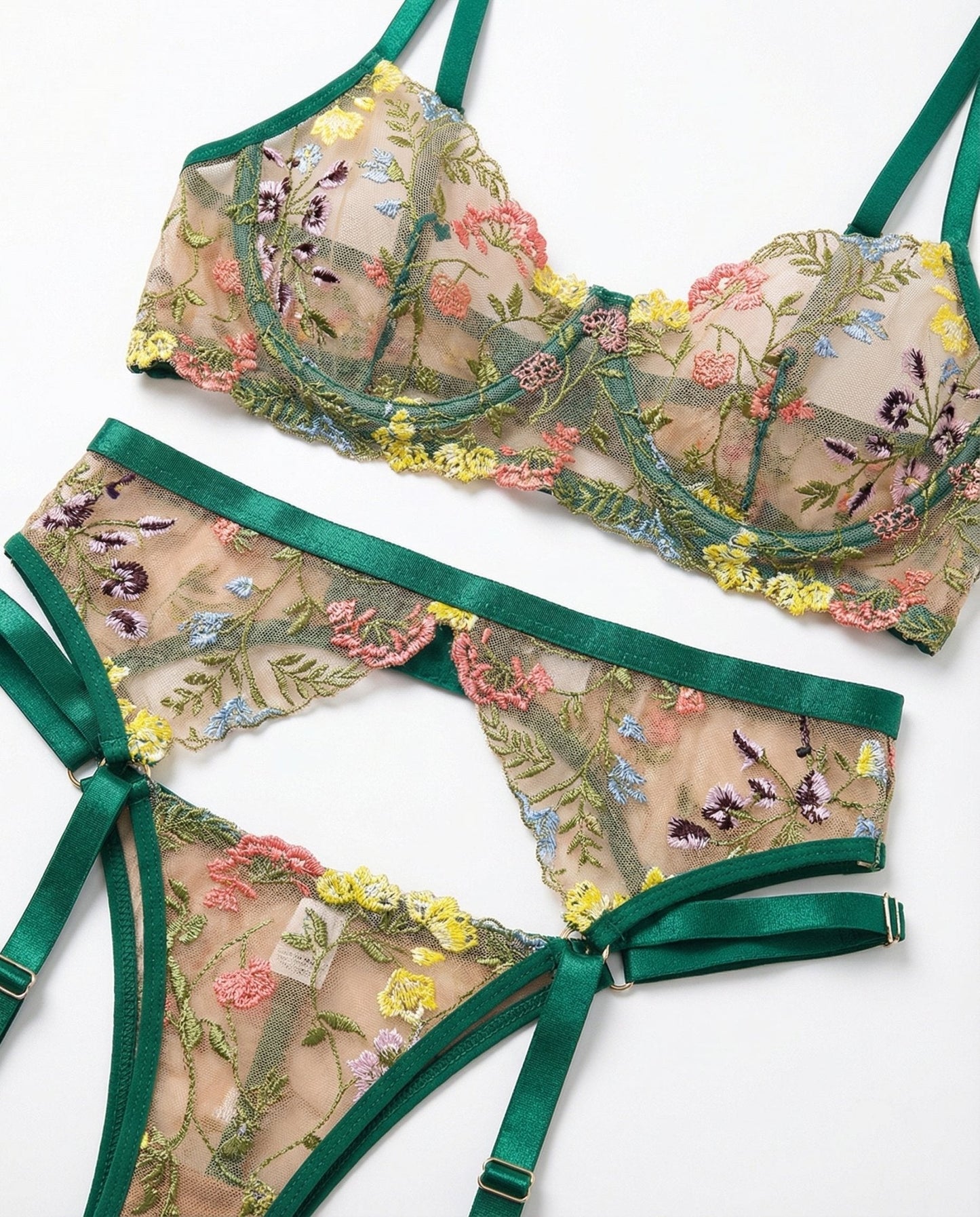 Floral Embroidered Lingerie Set