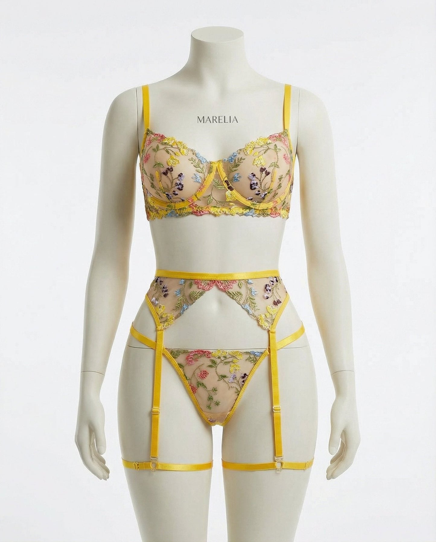 Floral Embroidered Lingerie Set