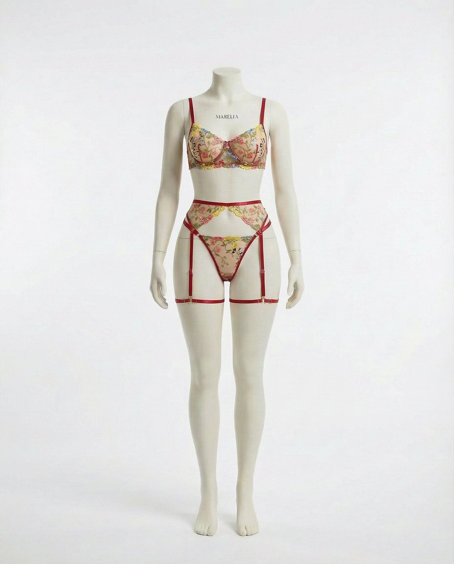 Floral Embroidered Lingerie Set
