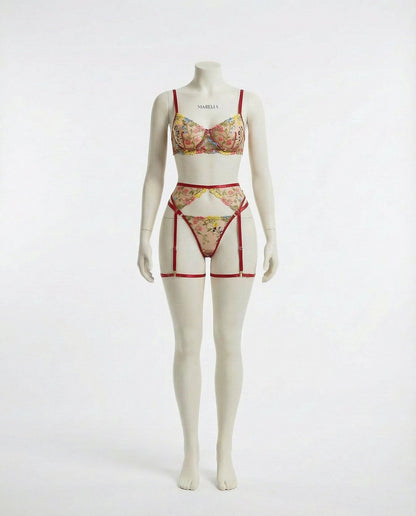 Floral Embroidered Lingerie Set