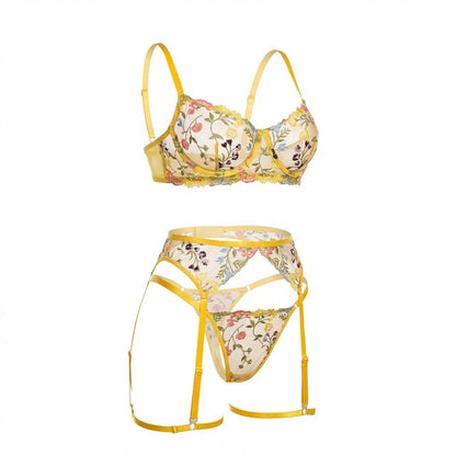 Floral Embroidered Lingerie Set