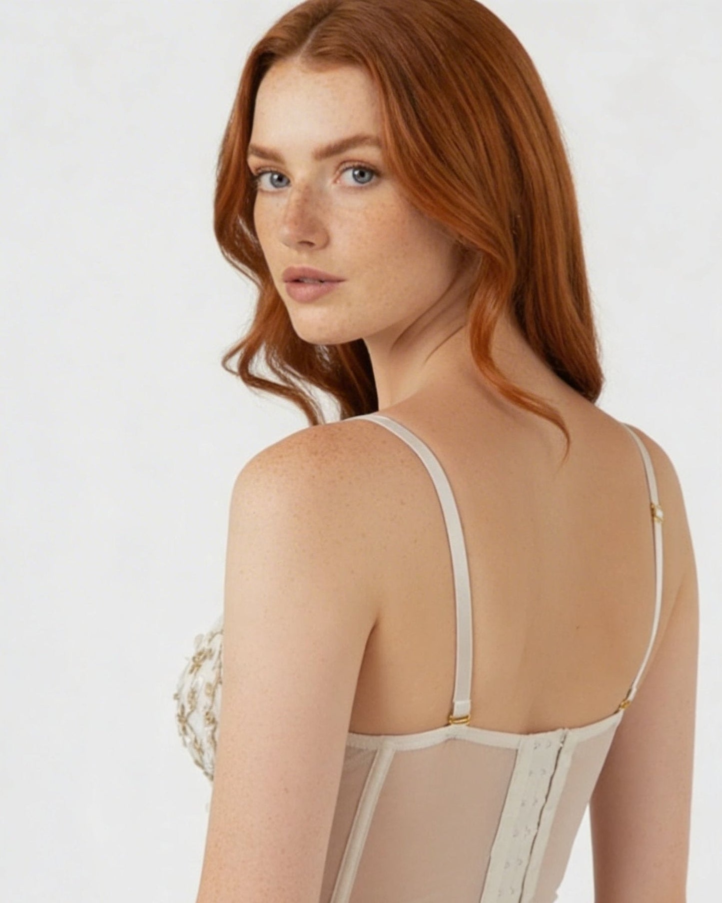 Floral Embroidered Mesh Bralette Set