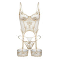 Floral Embroidered Mesh Bustier Set - AR UNIVERSALAR UNIVERSALLingerie Sets