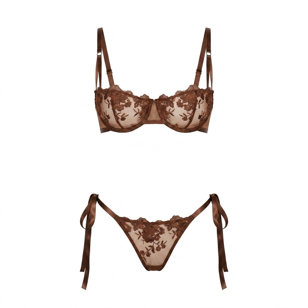 Floral Embroidered Mesh Lingerie Set - AR UNIVERSALAR UNIVERSALLingerie Sets