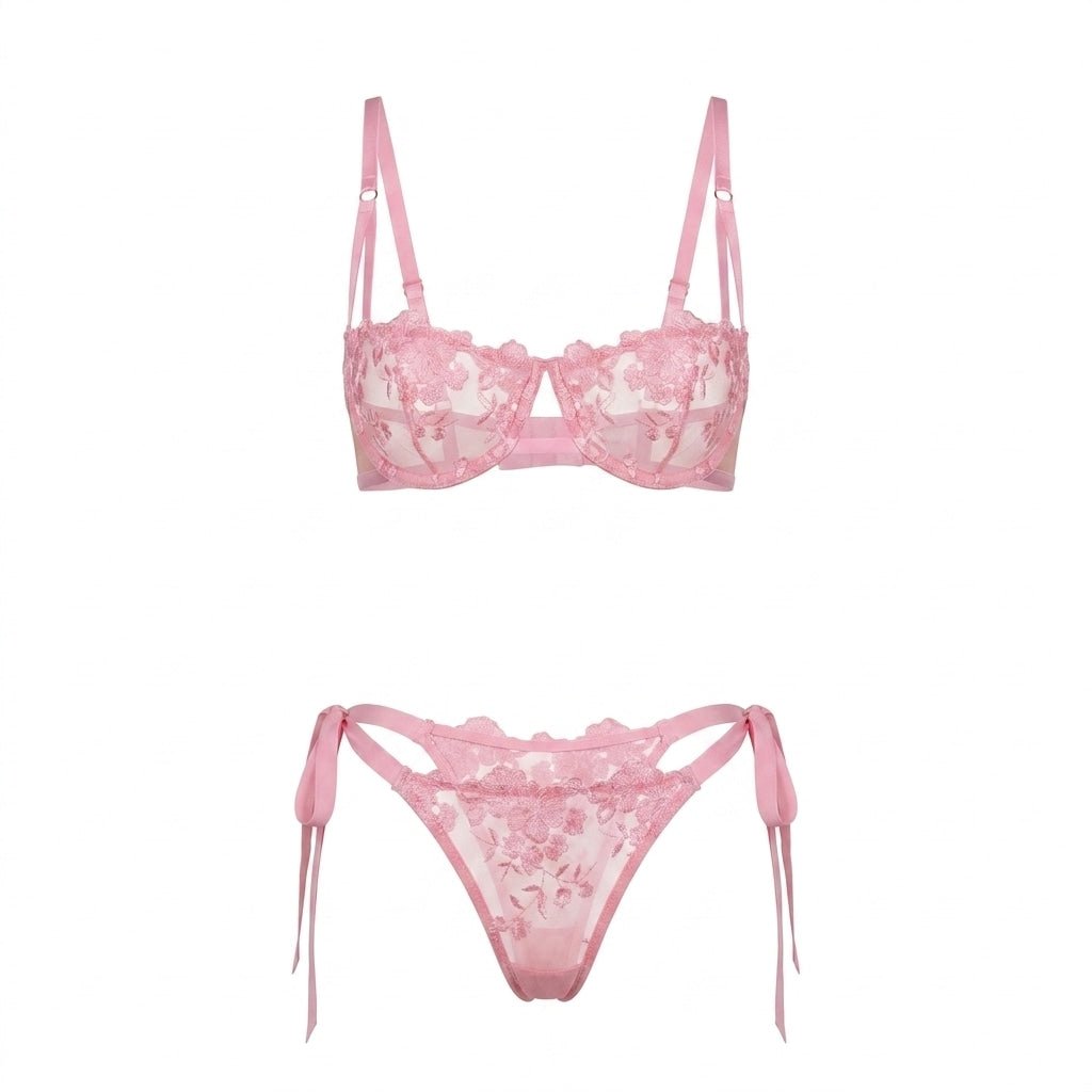Floral Embroidered Mesh Lingerie Set - AR UNIVERSALAR UNIVERSALLingerie Sets