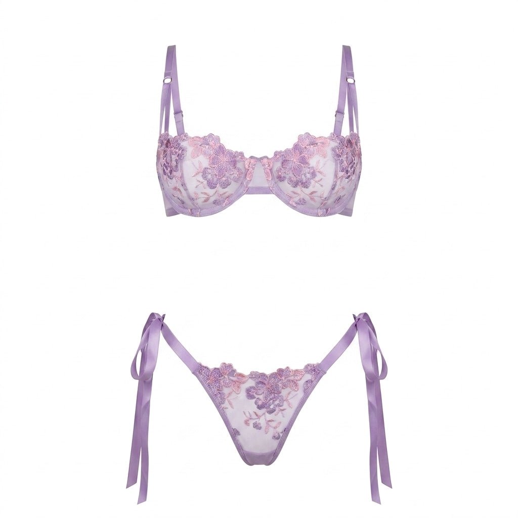 Floral Embroidered Mesh Lingerie Set - AR UNIVERSALAR UNIVERSALLingerie Sets