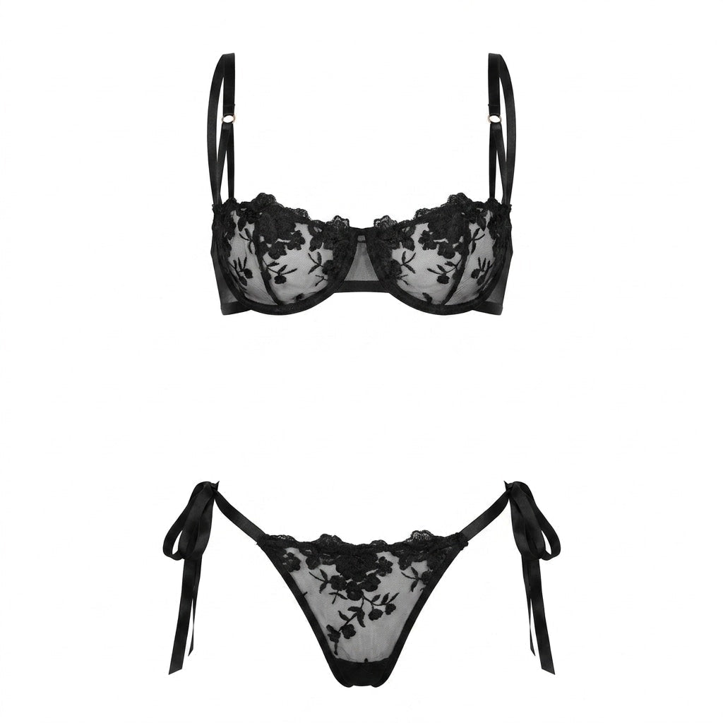 Floral Embroidered Mesh Lingerie Set - AR UNIVERSALAR UNIVERSALLingerie Sets