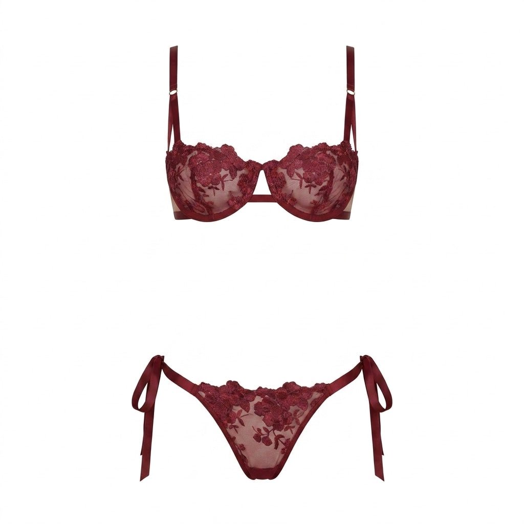 Floral Embroidered Mesh Lingerie Set - AR UNIVERSALAR UNIVERSALLingerie Sets