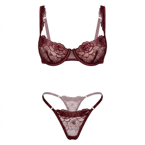 Floral Lace Balconette Bra and Thong Set