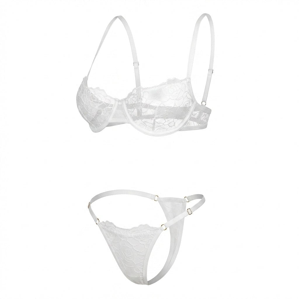 Floral Lace Balconette Bra and Thong Set - AR UNIVERSALghntshLingerie Sets