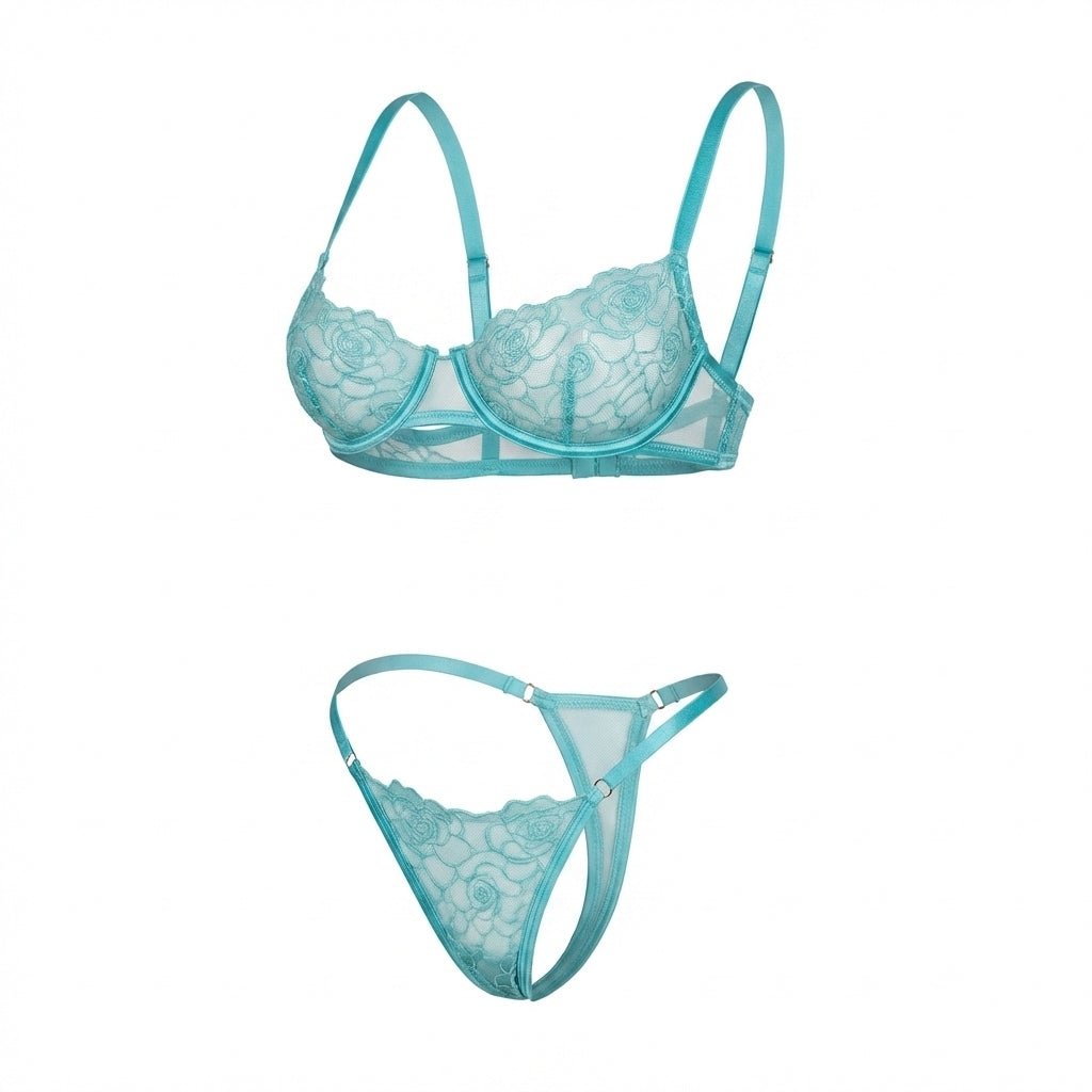 Floral Lace Balconette Bra and Thong Set - AR UNIVERSALghntshLingerie Sets