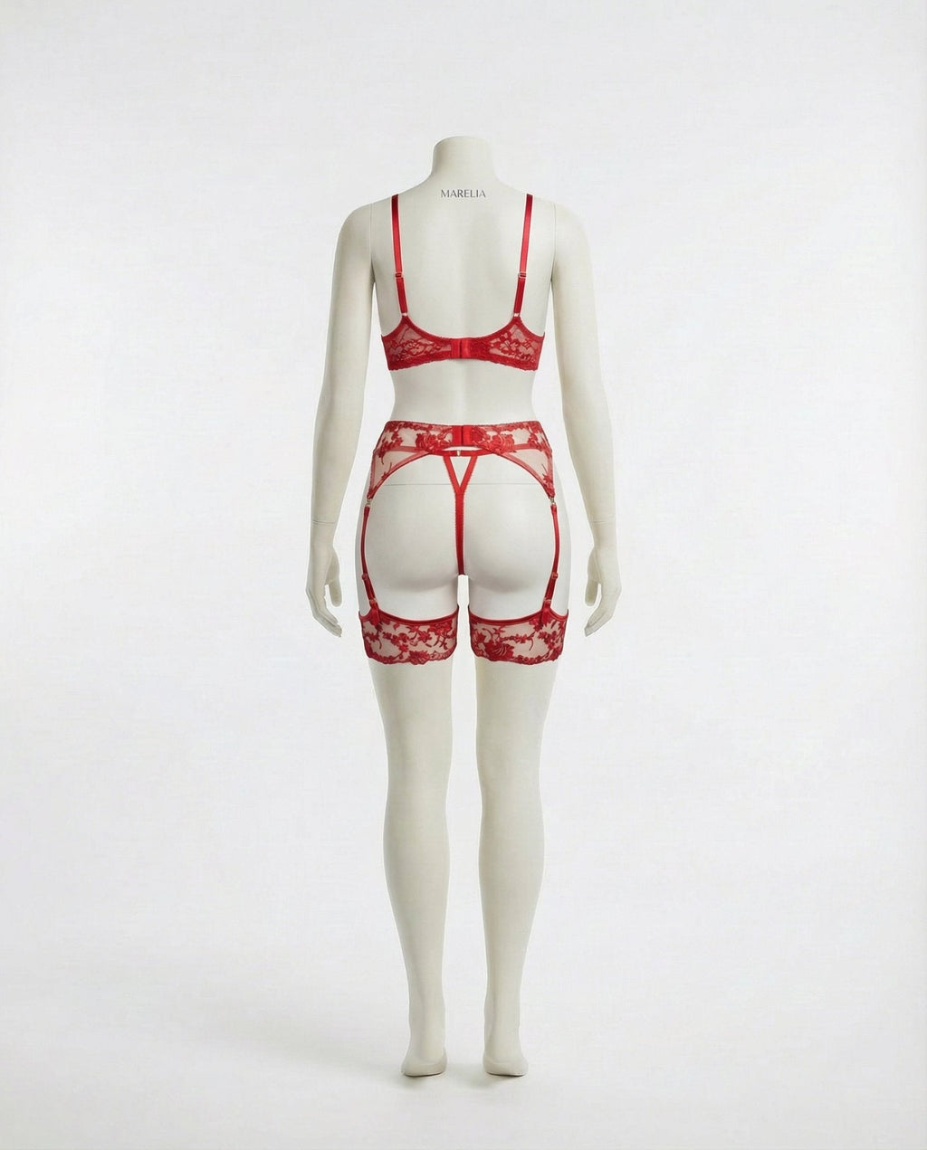 Floral Lace Bra Brief And Suspender Belt Set - AR UNIVERSALghntshLingerie Set