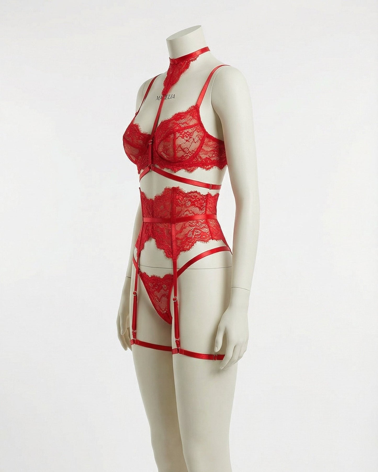 Floral Lace Corset Four Piece Set