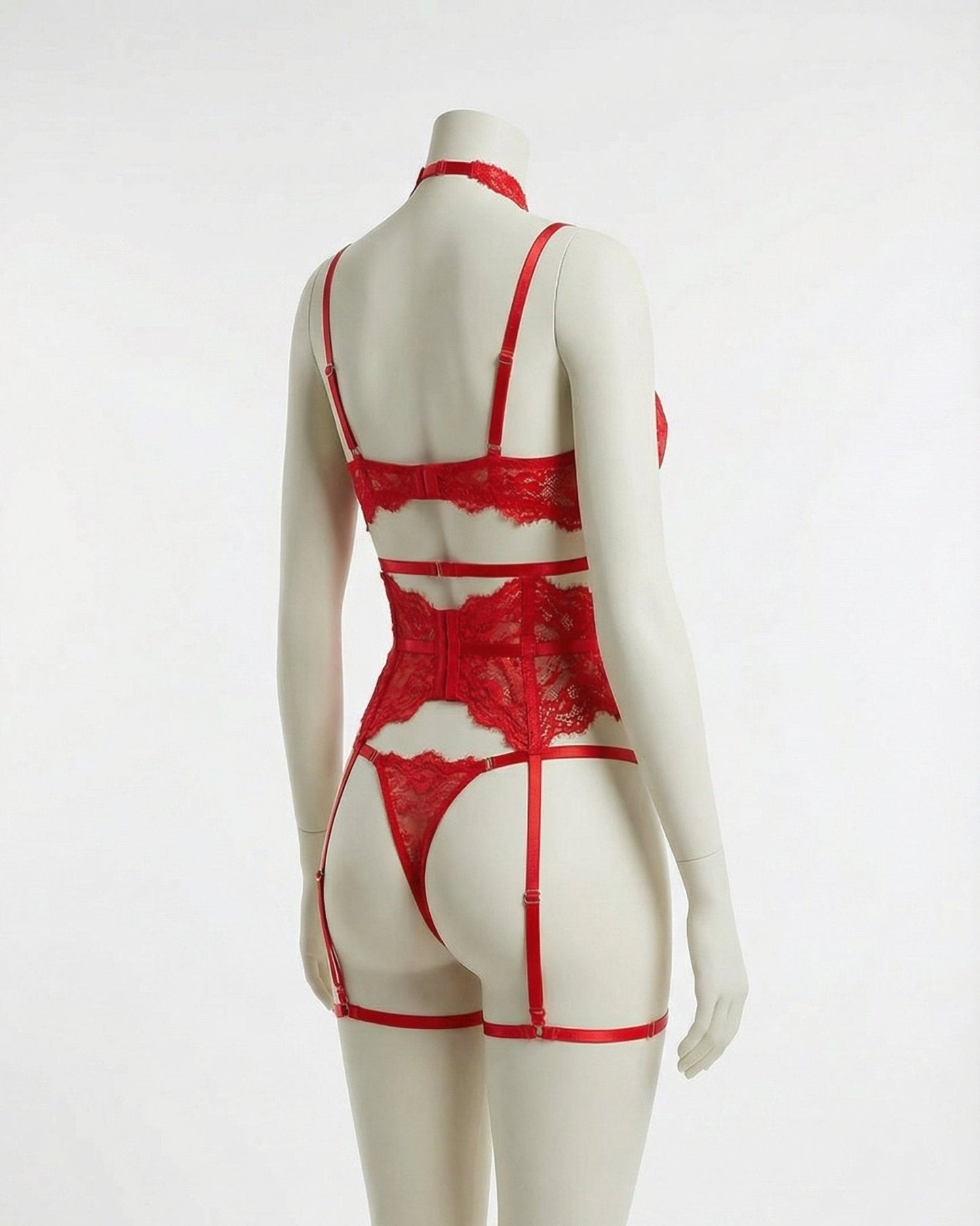 Floral Lace Corset Four Piece Set