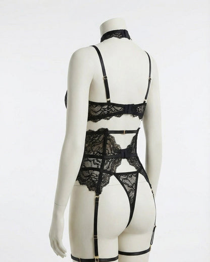 Floral Lace Corset Four Piece Set