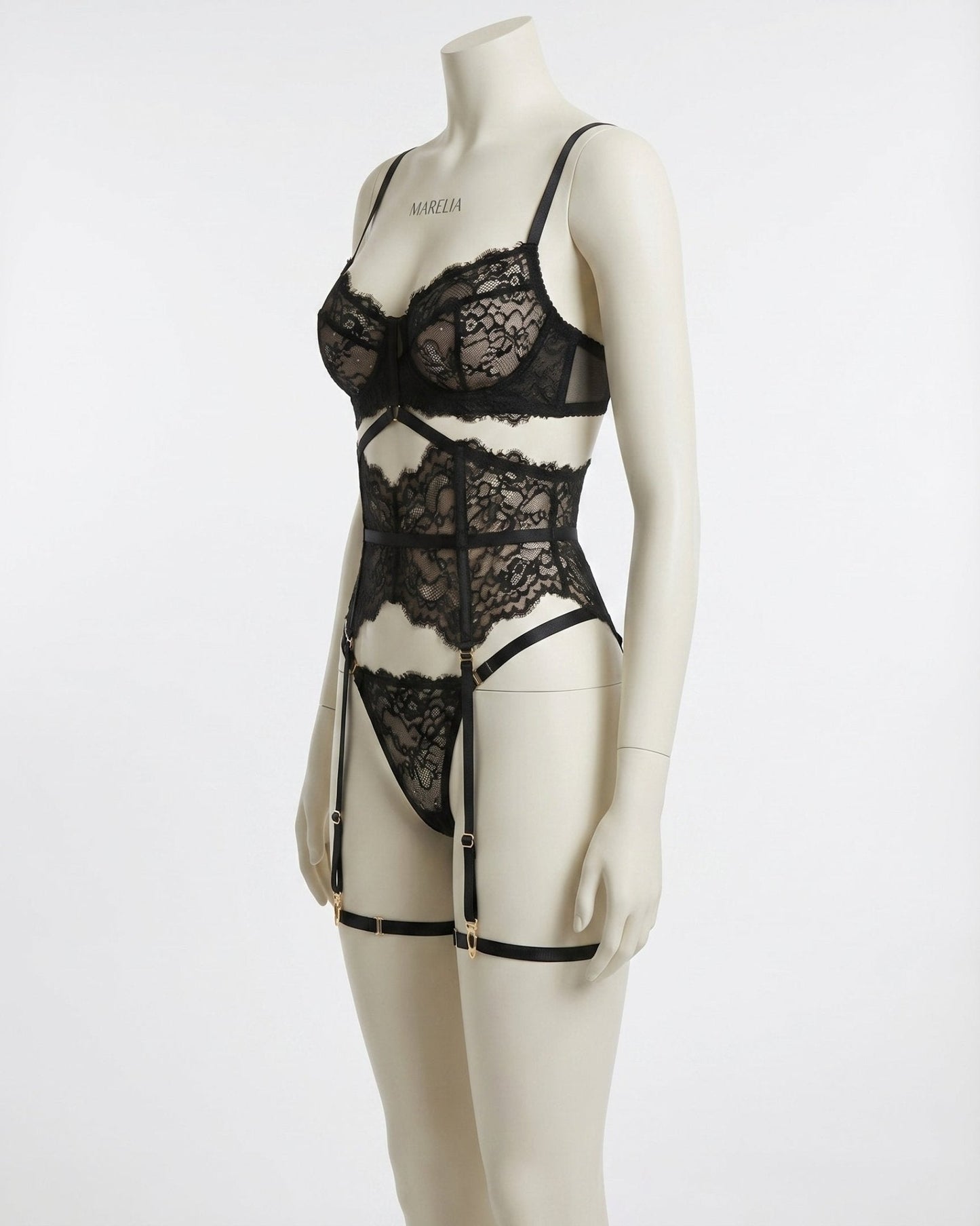Floral Lace Corset Four Piece Set