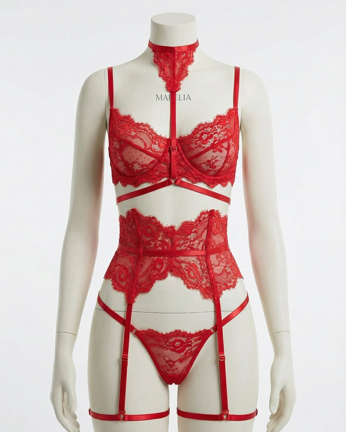 Floral Lace Corset Four Piece Set
