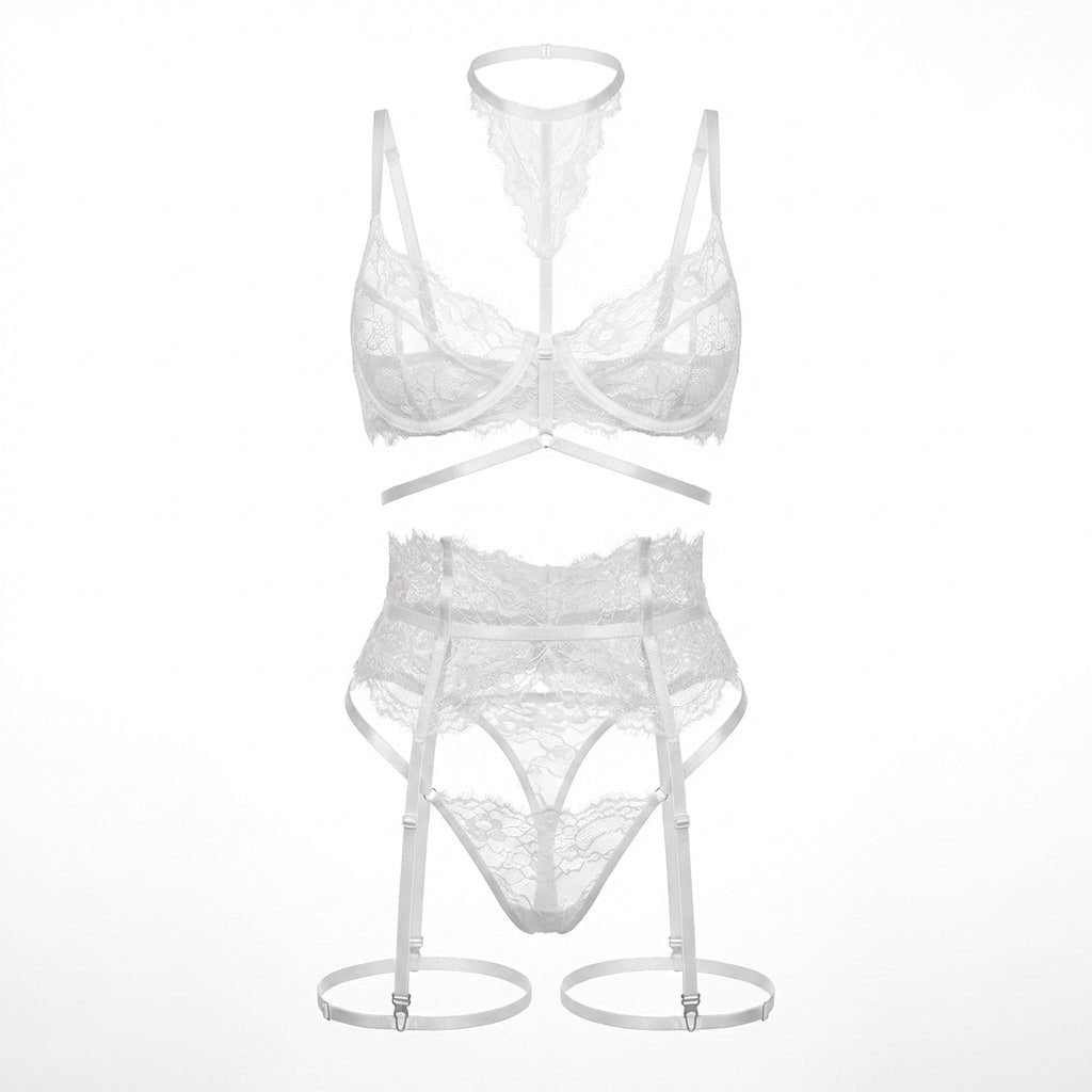 Floral Lace Corset Four Piece Set