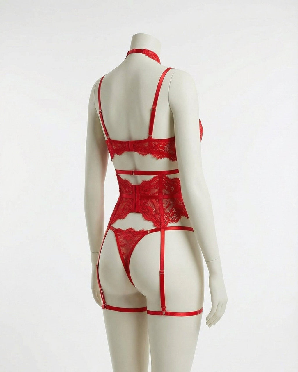 Underwired Bra and Corset Combo with Floral Lace - 4 Piece Lingerie Set - AR UNIVERSALghntshLingerie Sets