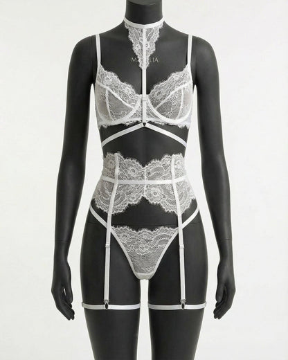 Floral Lace Corset Four Piece Set