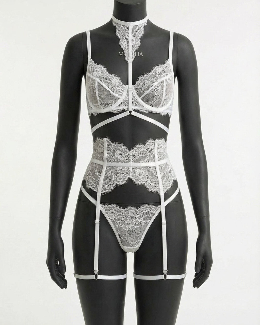 Underwired Bra and Corset Combo with Floral Lace - 4 Piece Lingerie Set - AR UNIVERSALghntshLingerie Sets